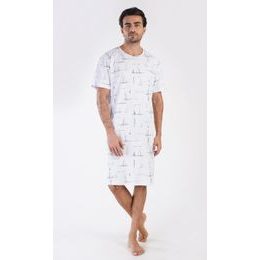 Pánská noční košile s krátkým rukávem Plachetnice - bílá
