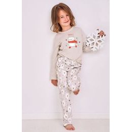 Zateplené dívčí pyžamo Anie šedé s medvídkem