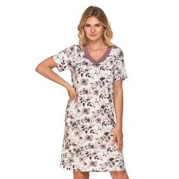 Dámská košilka Amálie hnědo-bílá s květinami