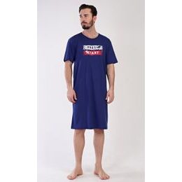 Pánská noční košile s krátkým rukávem Fresh start - tmavě modrá