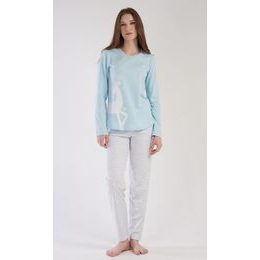 Dámské pyžamo dlouhé Jelen - světle modrá