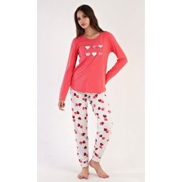 Dámské pyžamo dlouhé Valentýna - jahodová