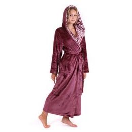 Dámský dlouhý župan s kapucí FLORA vínová
