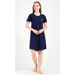 Dámská noční košile s krátkým rukávem Motýlek - tmavě modrá