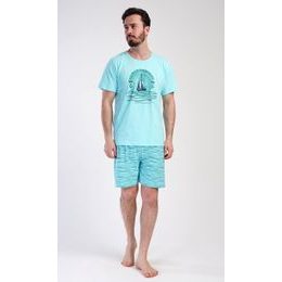 Pánské pyžamo šortky Jachting - mentolová