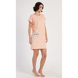 Dámská noční košile s krátkým rukávem Matylda - světle meruňková