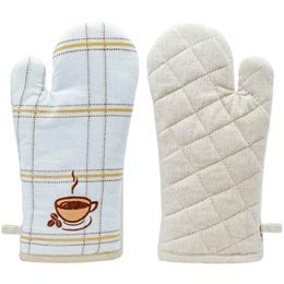 Chňapka s magnetem, 18 x 32 cm, Béžové káro, výšivka Káva