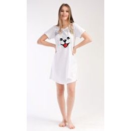 Dámská noční košile s krátkým rukávem Štěně - světle šedá