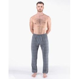Pánské kalhoty dlouhé pyžamové pánské, šité, klasické, s potiskem Pyžama 2024 79185P - tm. šedá brandy