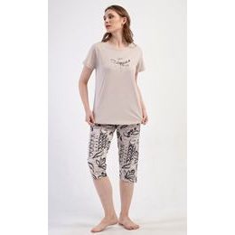 Dámské pyžamo kapri Elena - béžová