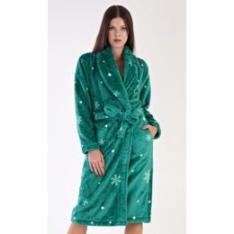 Dámský župan dlouhý se šálovým límcem Vločky - zelená