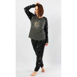 Dámské pyžamo dlouhé The moon - tmavě šedá