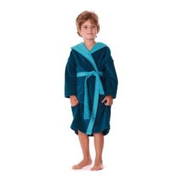 Dětský dlouhý župan s kapucí TAMPA duo petrolejová