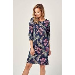 Dámská noční košile Vivian tmavě modrá s rostlinami