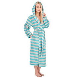 Dámský župan Vinta tyrkysovo-šedé pruhy