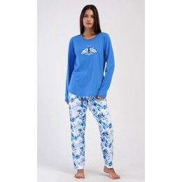 Dámské pyžamo dlouhé Dominika - modrá