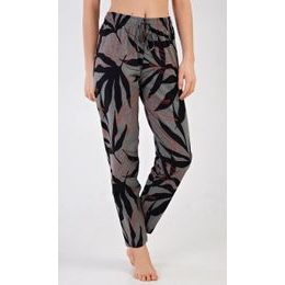 Dámské pyžamové kalhoty Listy - tmavě šedá