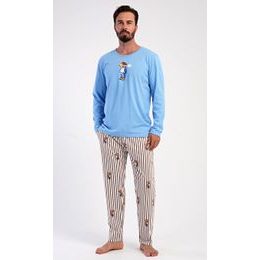 Pánské pyžamo dlouhé Bear - světle modrá
