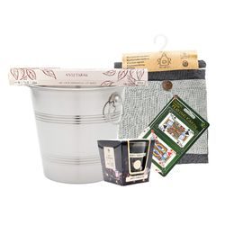 Dárkový set Stylový večer- chladič navíno, zástěra, karty, svíčka a vonné ty