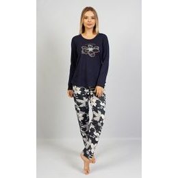 Dámské pyžamo dlouhé Martina - tmavě modrá
