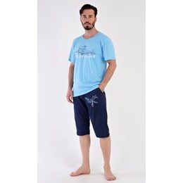 Pánské pyžamo bermudy Letadlo - světle modrá