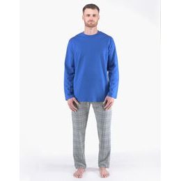 Pánské pyžamo dlouhé pánské, šité, s potiskem Pyžama 2024 79173P - atlantic šedá