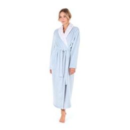 Dámský dlouhý župan se šálovým límcem FLORA světle modrá