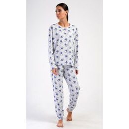 Dámské pyžamo dlouhé Stars - šedá