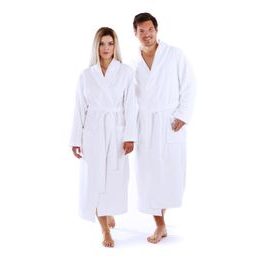 Unisex dlouhý bambusový župan se šálovým límcem SAUNA bílá