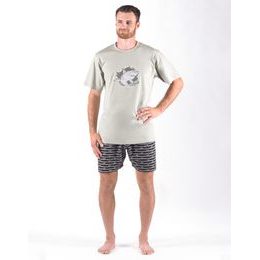 Pánské pyžamo krátké s potiskem 79170P - šedá černá