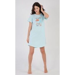 Dámská noční košile s krátkým rukávem Botanical - mentolová