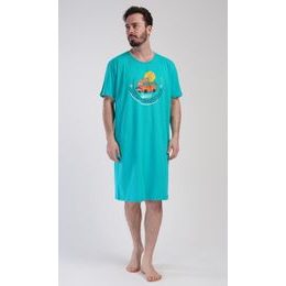 Pánská noční košile s krátkým rukávem Adventure - zelená
