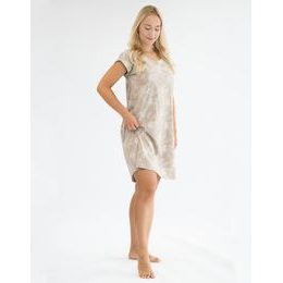 Dámská košilka noční dámská krátký rukáv, šité, s potiskem Pyžama 2024 19152P - koňak bílá