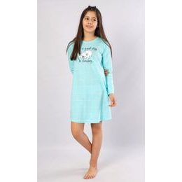 Dětská noční košile s dlouhým rukávem Sleeping day - azurová