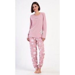 Dámské pyžamo dlouhé Méďa s polštářem - starorůžová