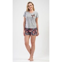Dámské pyžamo šortky Motýli - šedá