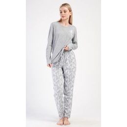 Dámské pyžamo dlouhé Peříčko - šedá