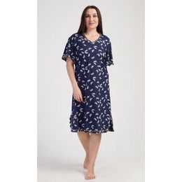 Dámská noční košile s krátkým rukávem Motýli - tmavě modrá