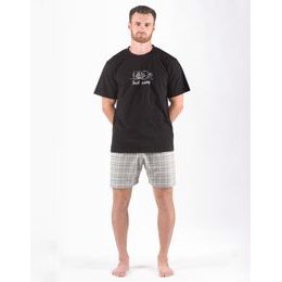 Pánské pyžamo krátké pánské, šité, s potiskem 79174P - černá šedá