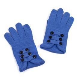 Módní rukavice zdobené knoflíčky modré