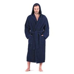 Pánský dlouhý župan s kapucí ATHENA tmavě modrá