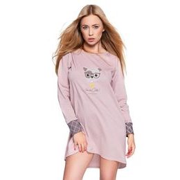 Dámská noční košile Perro starorůžová s potiskem pejska