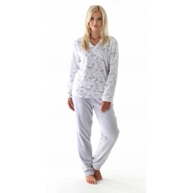 Vestis FLORA teplé pyžamo dlouhé - 9102 šedý tisk na bílé | VESTIS | teplá  soft pyžama | Dámská pyžama, Dámské | Perfektní Prádlo.cz | Spodní prádlo,  župany a noční prádlo pro Váš perfektní den!