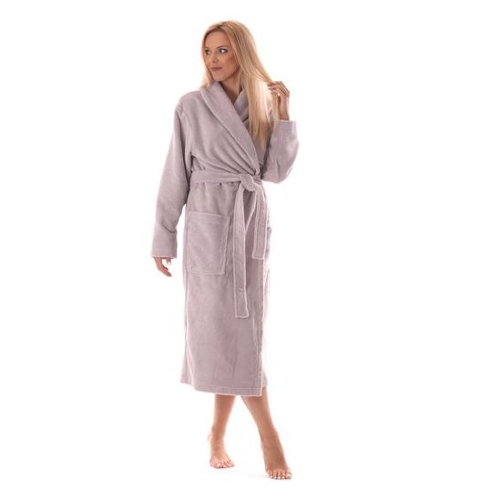 Dámský dlouhý savý župan se šálovým límcem TAMPA šedá