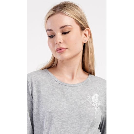 Dámské pyžamo dlouhé Peříčko - šedá