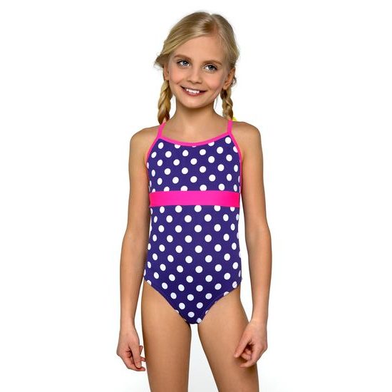 Plavky dívčí jednodílné Jolana bíle tečky