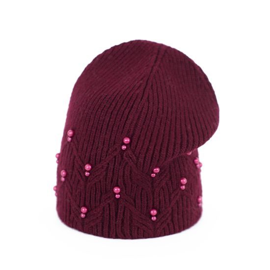 Čepice s tmavými perličkami šedá