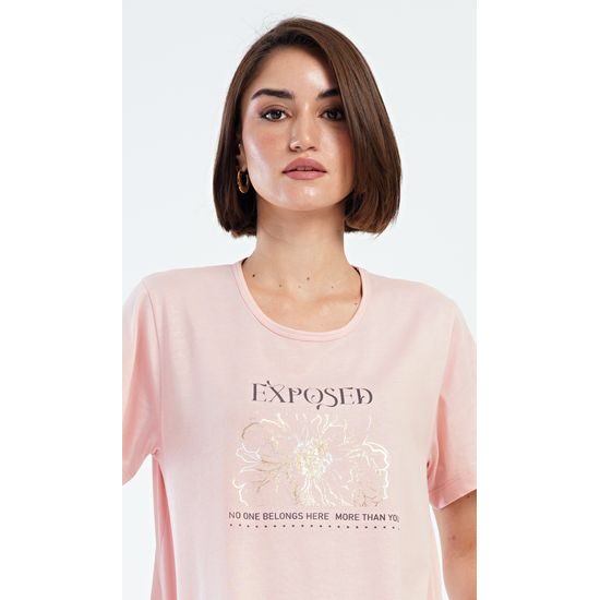 Dámské domácí šaty s krátkým rukávem Michaela - světle lososová