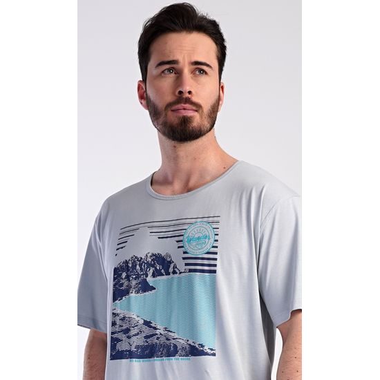 Pánská noční košile s krátkým rukávem Wander - šedá