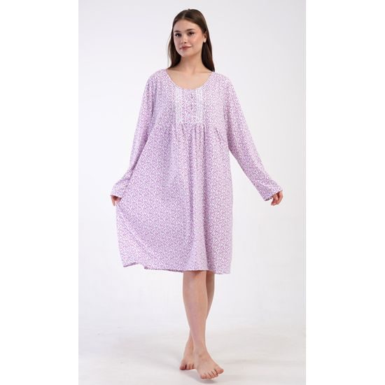 Dámská noční košile s dlouhým rukávem Julie - fialová